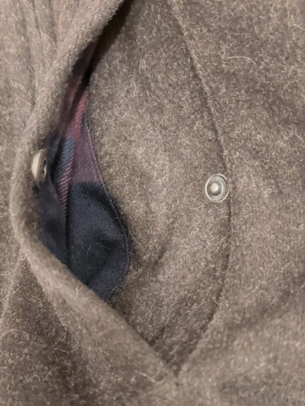 GAP Brown Heather Wool Blend Bomber Jacket w Plaid Lining Classic SeeMeas Unisex